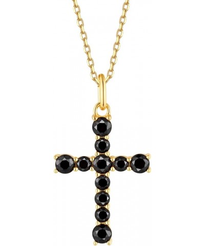 Cross Necklace for Women Cross Chain Necklace Sterling Silver Cubic Zirconia Gold Cross Necklace for Women Girls 6_June_Black...