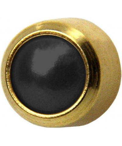 Ear Piercing Regular Gold Plated Black Onyx Stud Earrings - 4mm Bezel Setting $8.26 Earrings