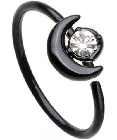 20GA Black Stainless Steel Crescent Moon with CZ Crystal Bendable Nose Ring Diameter: 10mm (3/8") $9.18 Body Jewelry