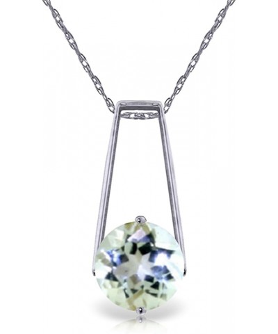 1.45 Carat 14k Solid White Gold Necklace with Round-shaped Natural Aquamarine Pendant 22.0 Inches $86.08 Necklaces