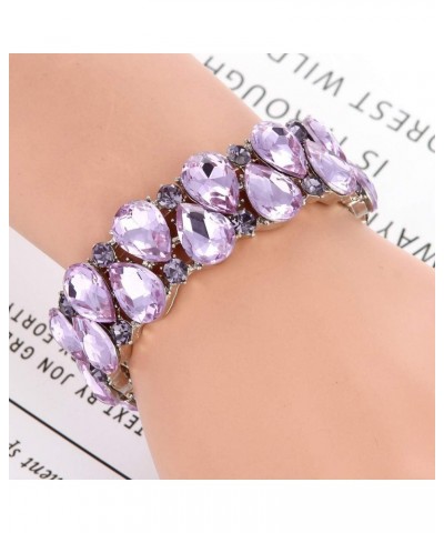 Youfir Bridal Austrian Crystal Teardrop Knot Elastic Stretch Bracelet for Brides Wedding Party Light purple $13.67 Bracelets