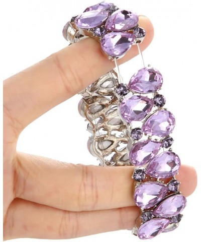 Youfir Bridal Austrian Crystal Teardrop Knot Elastic Stretch Bracelet for Brides Wedding Party Light purple $13.67 Bracelets