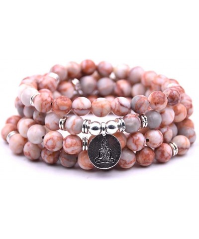 Natural 108 Mala Beads Bracelet Necklace Meditation Jewelry with Yoga Charm Red $9.02 Bracelets