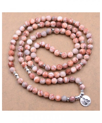 Natural 108 Mala Beads Bracelet Necklace Meditation Jewelry with Yoga Charm Red $9.02 Bracelets