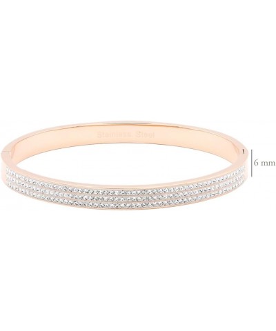 Gold Plated Stainless Steel with CZ Stones Hinged Bangle 6mm Width Bracelets fow Women 7 6mm Rose Gold $10.38 Bracelets