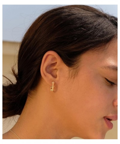 Gold Hoop Earrings Huggie Earrings for Women 14k Gold Plated Small Hoops Earrings for Teen Girls Spike-Gold $9.68 Earrings