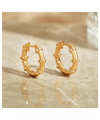 Gold Hoop Earrings Huggie Earrings for Women 14k Gold Plated Small Hoops Earrings for Teen Girls Spike-Gold $9.68 Earrings