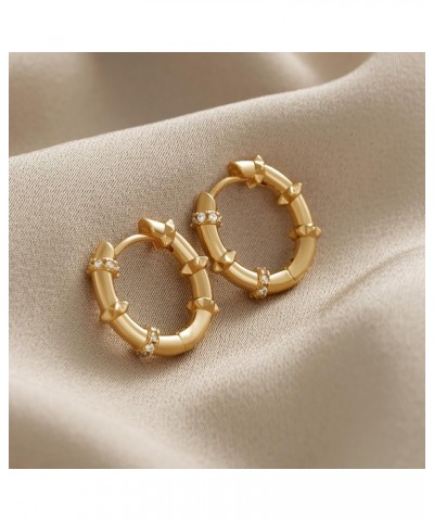 Gold Hoop Earrings Huggie Earrings for Women 14k Gold Plated Small Hoops Earrings for Teen Girls Spike-Gold $9.68 Earrings