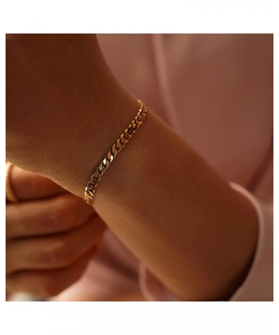 Gold Bracelet for Women 18K Gold Plated Dainty Adjustable Figaro/Cuban/Snake/Rope/Bead Link Chain Simple Jewelry for Girls 4M...