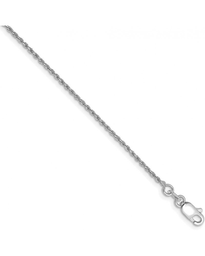 Solid 10k White Gold 1.15mm Diamond-Cut Rope Chain Necklace - with Secure Lobster Lock Clasp 7.0 Inches $121.80 Necklaces