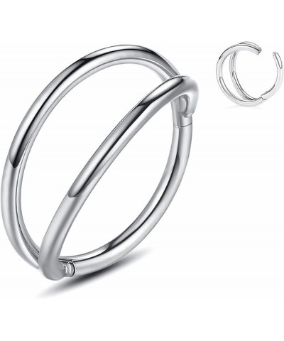 316L Stainless-Steel Piercing-Ring Hinged Nose-Rings-Hoop with Zircon/Opal 14G 16G 18G 20g Body Pierecing Ring Segment Clicke...