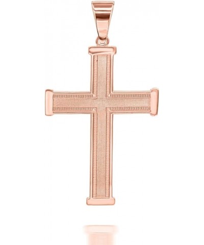 Solid 10k Gold Religious Cross Pendant Pendant (Size Mini-Large) 2.11 Inches Rose Gold $51.69 Necklaces