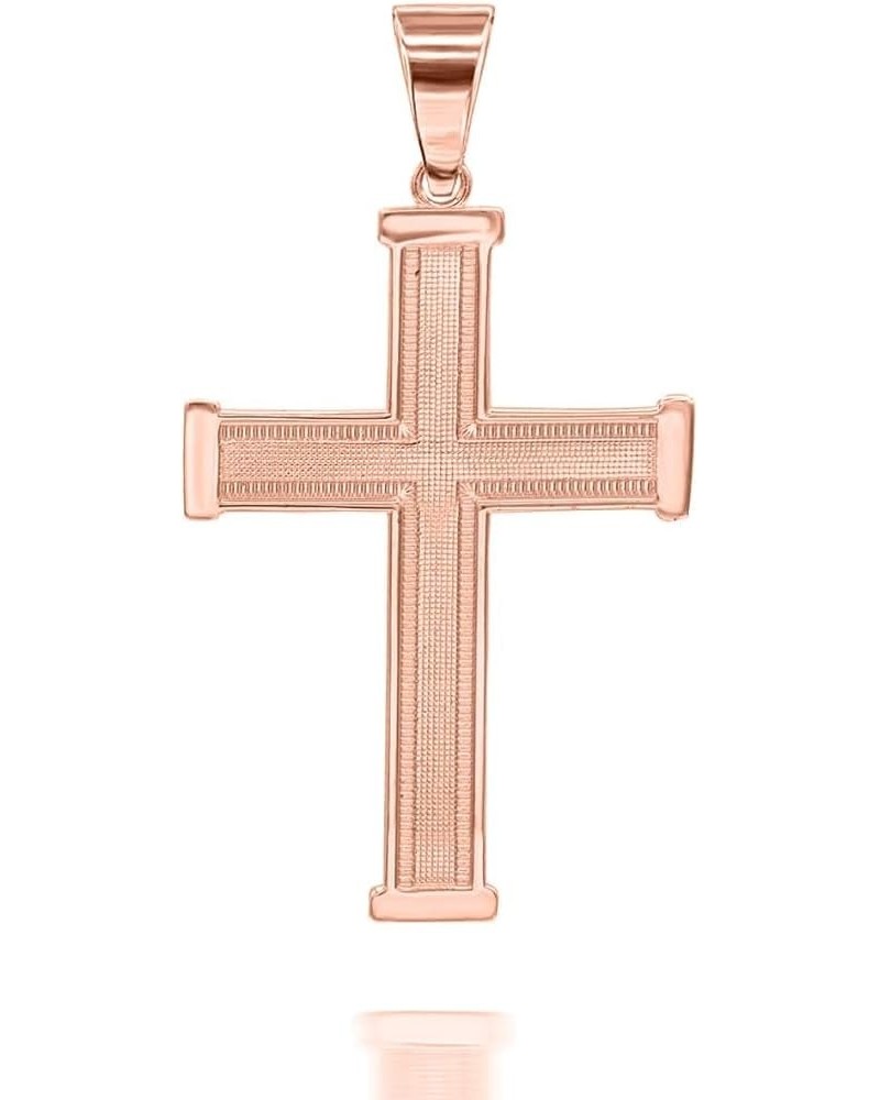 Solid 10k Gold Religious Cross Pendant Pendant (Size Mini-Large) 2.11 Inches Rose Gold $51.69 Necklaces