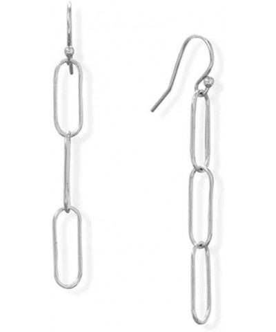 Rhodium Plated Sterling Silver Paperclip Link French Wire Drop Earrings for Women | Modern Earrings for Women Dangling $18.45...