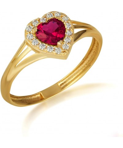 Elegant 10k Yellow Gold Cubic Zirconia Studded Heart Birthstone Personalized Love Ring January Birthstone $63.37 Rings