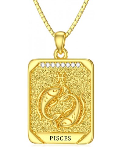 Diamond Zodiac Sign Necklace 925 Sterling Silver Gold Plated Constellation Tarot Card Pendant Horoscope Jewelry Gifts for Wom...