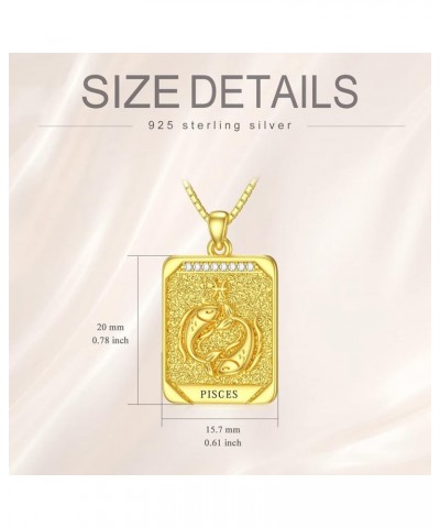 Diamond Zodiac Sign Necklace 925 Sterling Silver Gold Plated Constellation Tarot Card Pendant Horoscope Jewelry Gifts for Wom...