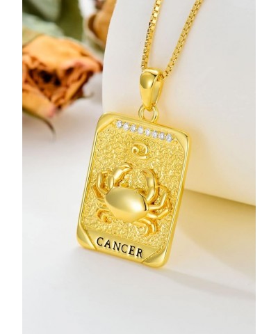 Diamond Zodiac Sign Necklace 925 Sterling Silver Gold Plated Constellation Tarot Card Pendant Horoscope Jewelry Gifts for Wom...