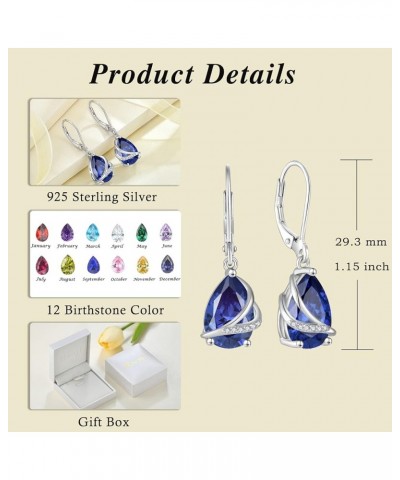 Birthstone Dangle Drop Earrings for Women 925 Sterling Silver Teardrop Leverback Earrings Christmas Birthday Mother's Day Jew...