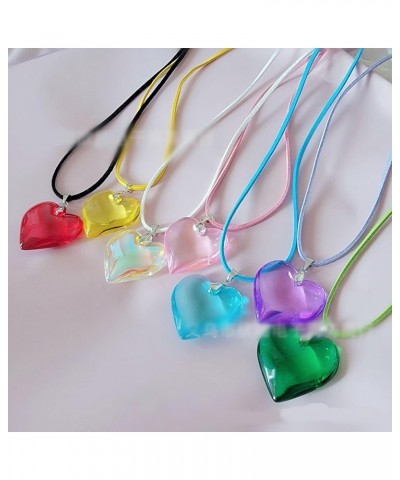 Coloured Glaze Heart Charms Pendant Necklace Heading Chakra Stone Stainless Steel link & Snake Chian Trendy Jewelry for Women...