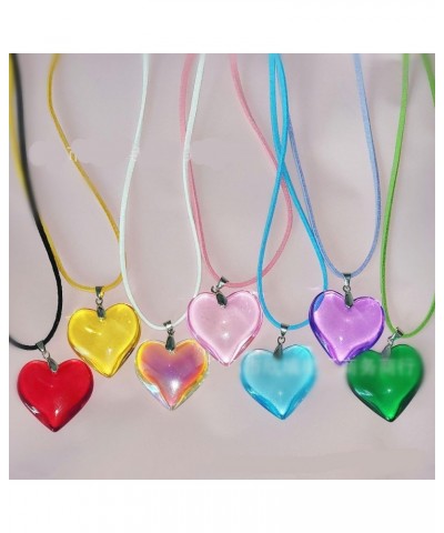 Coloured Glaze Heart Charms Pendant Necklace Heading Chakra Stone Stainless Steel link & Snake Chian Trendy Jewelry for Women...