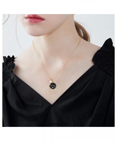 Zodiac Necklace for Women Gold Plated Black Round Disc Constellation Necklace Zodiac Star Charms Astrology Pendant Dainty Zod...