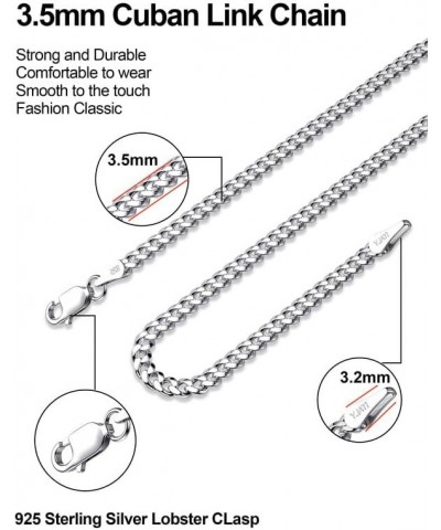 925 Sterling Silver Cuban Chain 3.5/4/5mm Necklace for Men Gold Cuban Link Curb Chain for Women 16-30 Inches 20 3.5mm Silver ...