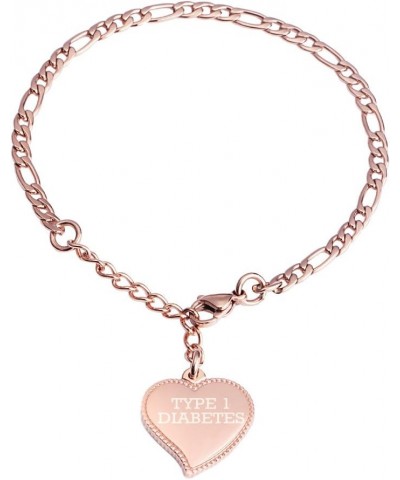 Fashion Heart medical alert id bracelet for women with Free engraving Figaro-RG-T1 $15.52 Bracelets