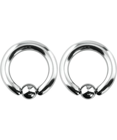 12G-OG Surgical Steel Piercing Hoops Large Gauge Size Captive Bead Body Piercing Rings 2pcs (Select Gauge/Diameter) 4g 19mm, ...