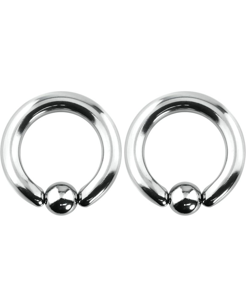 12G-OG Surgical Steel Piercing Hoops Large Gauge Size Captive Bead Body Piercing Rings 2pcs (Select Gauge/Diameter) 4g 19mm, ...