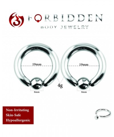 12G-OG Surgical Steel Piercing Hoops Large Gauge Size Captive Bead Body Piercing Rings 2pcs (Select Gauge/Diameter) 4g 19mm, ...