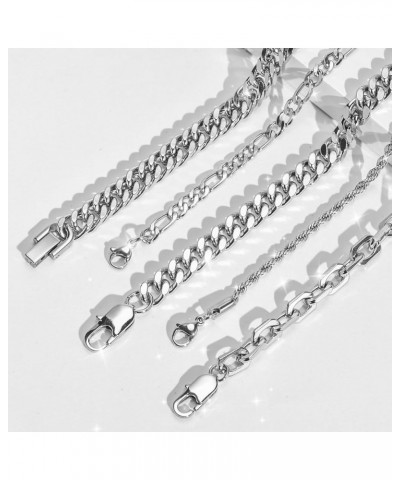 5 Pcs Chain Bracelet for Men Women - Sturdy Stainless Steel Curb Width Cuban Link Chain Bracelet Set for Men Women,6.5/7/7.4/...