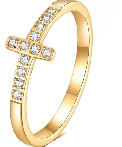 Stainless Steel Sideways Cross Christian Cross Eternity Wedding Band Ring Gold $7.19 Rings