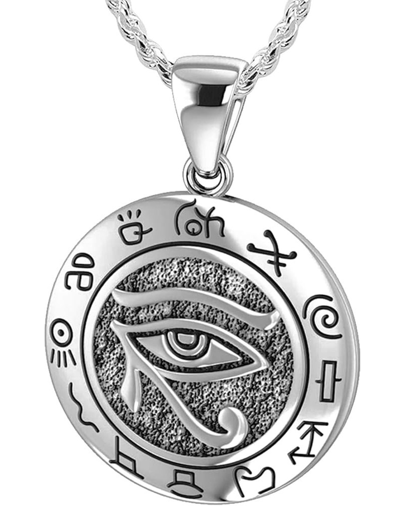 Ladies 925 Sterling Silver Eye of Horus with Zodiac Polished Finish Pendant Necklace, 18in to 24in 20in, 2.4mm Rope Chain $31...