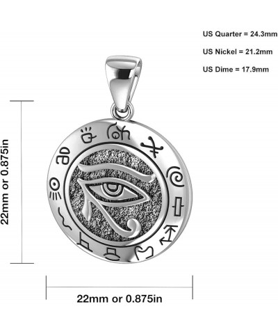 Ladies 925 Sterling Silver Eye of Horus with Zodiac Polished Finish Pendant Necklace, 18in to 24in 20in, 2.4mm Rope Chain $31...