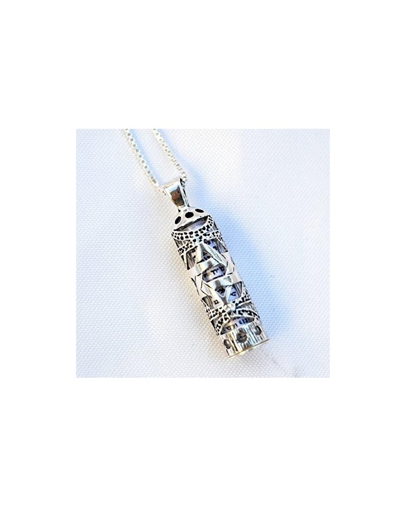 Sterling Silver 925 Mezuzah Pendant & Necklace.w-magen David Judaica Made Israel $20.52 Necklaces