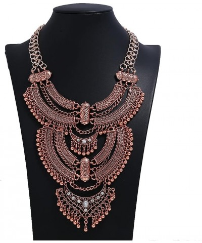 Vintage Collar Bib Multilayer Statement Choker Necklace for Women Fashion Bohemian Ethnic Costume Jewelry Anti-Red Copper $15...