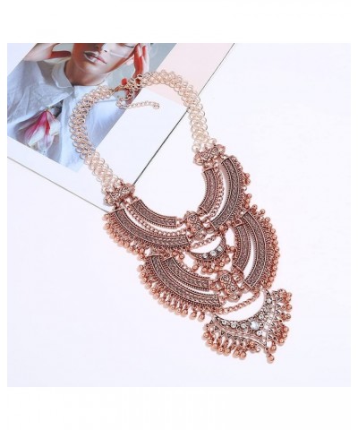 Vintage Collar Bib Multilayer Statement Choker Necklace for Women Fashion Bohemian Ethnic Costume Jewelry Anti-Red Copper $15...