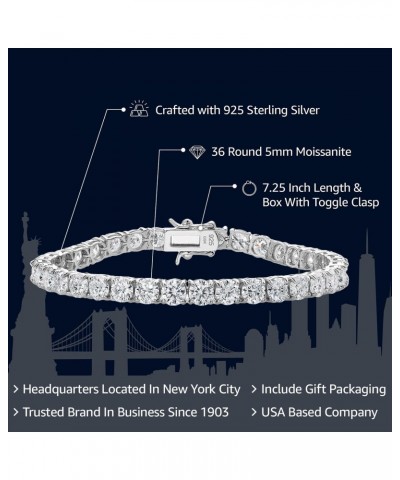 925 Sterling Silver Round White Moissanite Tennis Bracelet For Women (18.00 Cttw, Round 5MM, 7.25 Inch) $82.27 Bracelets