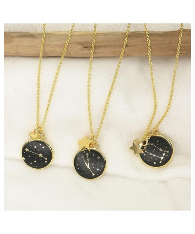 Zodiac Necklace for Women Gold Plated Black Round Disc Constellation Necklace Zodiac Star Charms Astrology Pendant Dainty Zod...