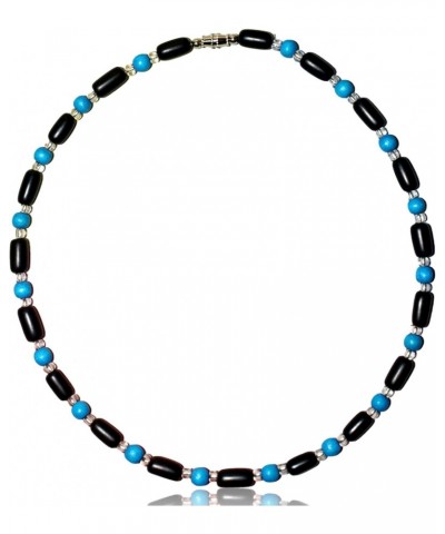 18" Black and Blue Wood Coco Bead Necklace - 5mm (3/16") $8.97 Necklaces