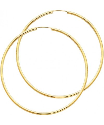 TWJC 14k REAL Yellow Gold 2mm Thickness Endless Hoop Earrings - 9 Different Size Available 55 mm $46.06 Earrings