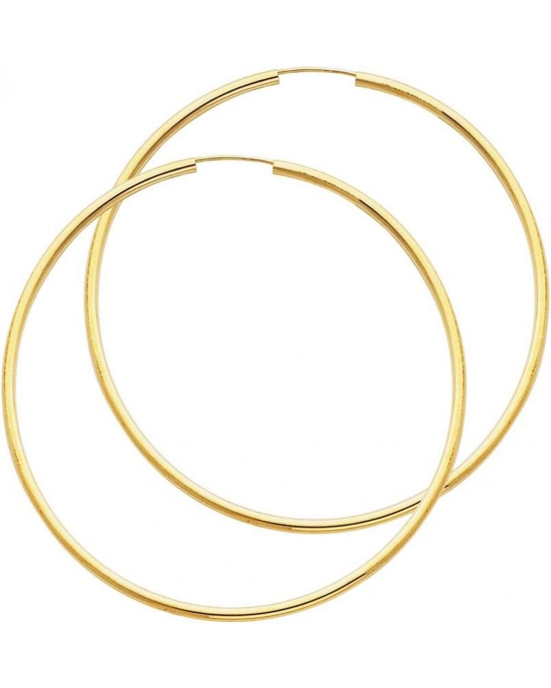 TWJC 14k REAL Yellow Gold 2mm Thickness Endless Hoop Earrings - 9 Different Size Available 55 mm $46.06 Earrings