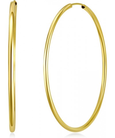 TWJC 14k REAL Yellow Gold 2mm Thickness Endless Hoop Earrings - 9 Different Size Available 55 mm $46.06 Earrings