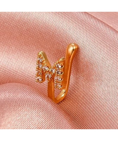 Crystal Initial Nose Ring Gold Fake Septum Nose Rings Copper Inlaid Zircon Letter S Nose Cuff Tiny Alphabet U-shaped Clip On ...