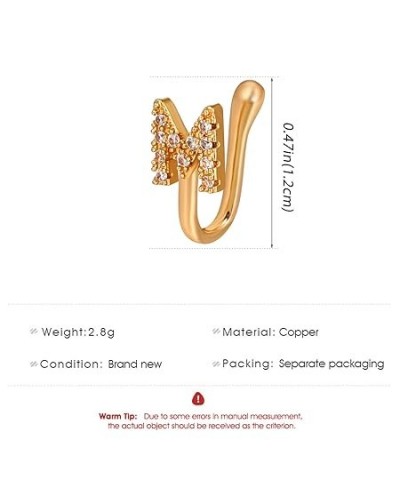 Crystal Initial Nose Ring Gold Fake Septum Nose Rings Copper Inlaid Zircon Letter S Nose Cuff Tiny Alphabet U-shaped Clip On ...