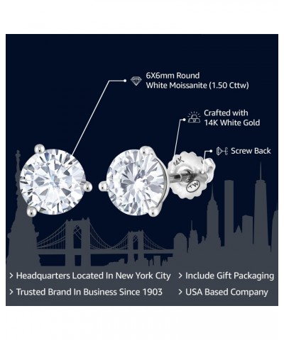 14K White Gold Forever Classic Moissanite from Charles & Colvard Stud Earrings For Women (1.60 Cttw, Round 6MM) $70.00 Earrings