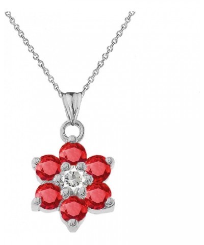 Dainty Sterling Silver Personalized Birthstone CZ Flower Pendant Necklace July Birthstone 16.0 Inches $22.22 Necklaces