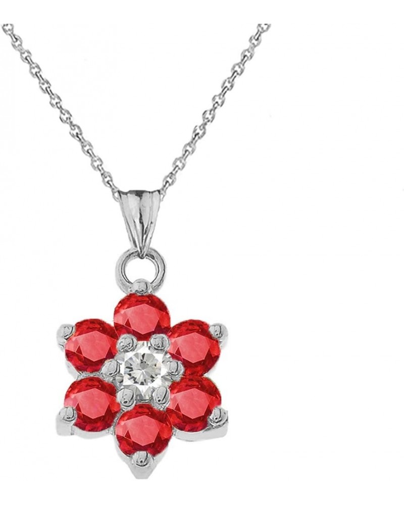 Dainty Sterling Silver Personalized Birthstone CZ Flower Pendant Necklace July Birthstone 16.0 Inches $22.22 Necklaces