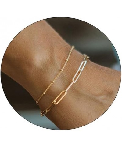 14k Gold Plated Bracelets for Women Herringbone Chain Bracelet Figaro Bracelet Satellite Bracelet Gold Bracelets for Women Gi...